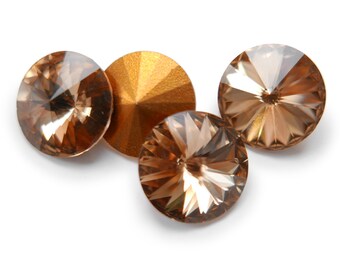 Vintage Swarovski Rivoli Crystal Rhinestones: Light Colorado Topaz, 14mm -C28.4