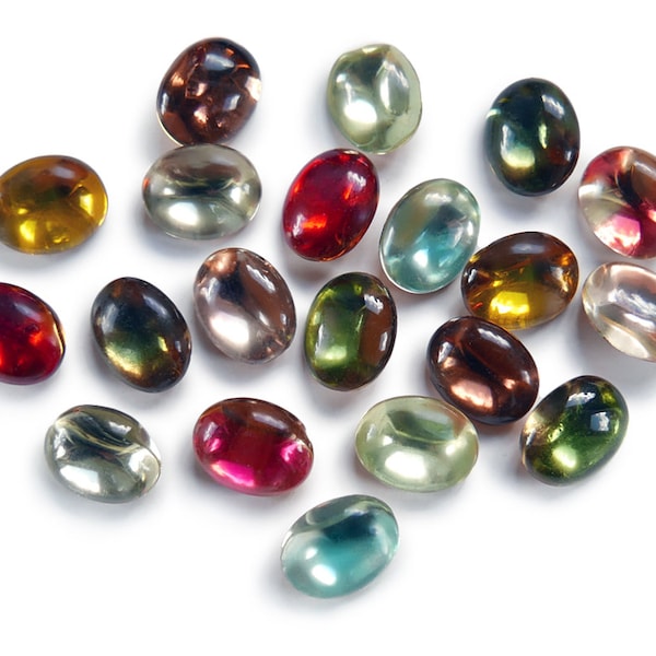 12 or 40 Vintage Glass Doublet Stones, 10 COLORS, 10x8 mm - oval - G59