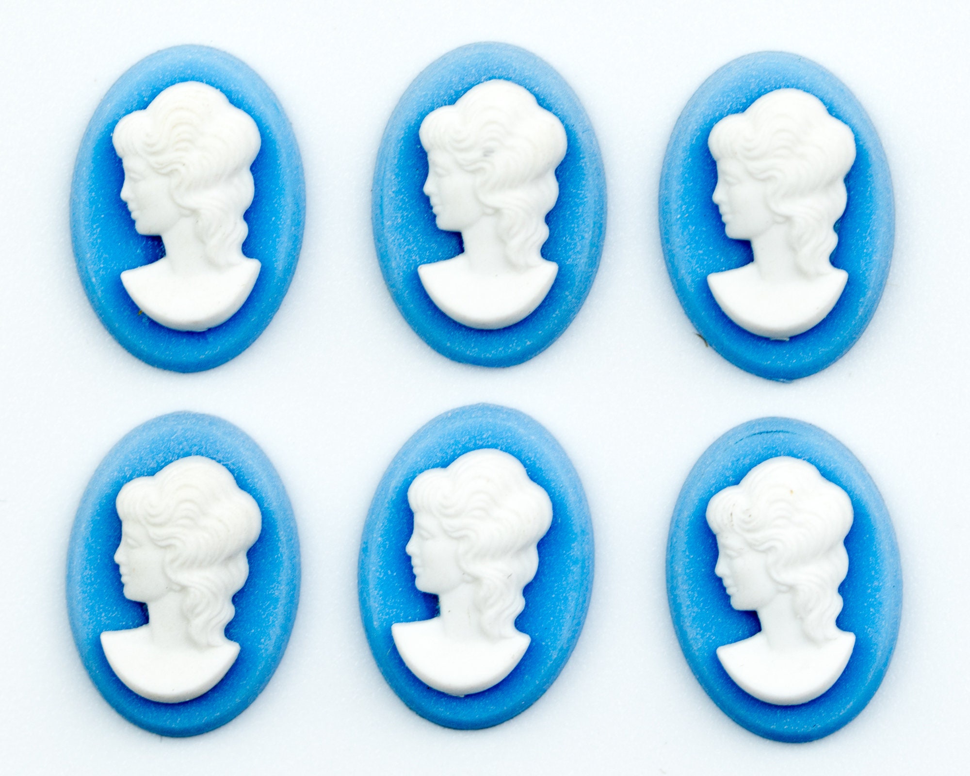 Vintage German Cameos - Classic Female Profile - 7 COLORS