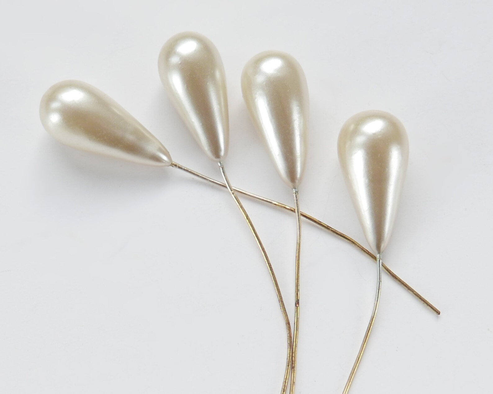 4 Vintage 1950s Czech Handdipped Pearls Teardrop 20x9 Mm Etsy