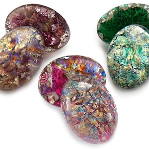 2 or 12 Vintage Czech glass opal cabochons - 3 COLORS - oval - 18x13 mm - B43