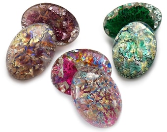 2 or 12 Vintage Czech glass opal cabochons - 3 COLORS - oval - 18x13 mm - B43