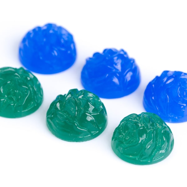 Cabujón de flor Art Déco vintage/antiguo (Aurora Boreal) - 4 colores - 13 mm - E19.N022