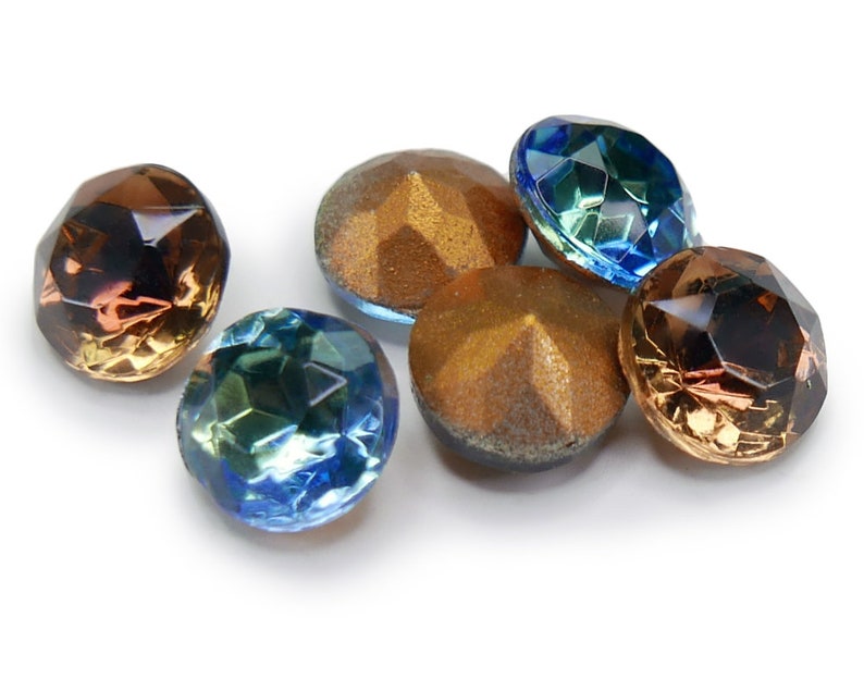 12 Vintage Two Tone Ceylon Cut Glass Stones TTC 2 COLORS Etsy New Zealand