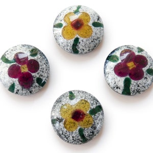 4 Vintage Czech Glass Flower Cabochons - 2 COLORS - 16 mm - M14
