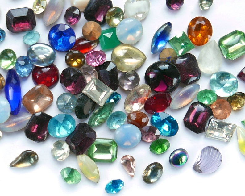 MIXED LOT large of vintage glass stones 6 18 mm 2 Etsy