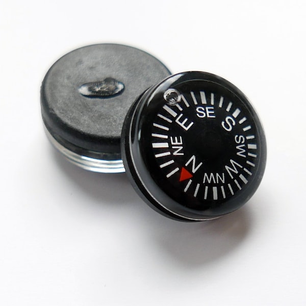 Vintage black miniature compasses from the 90s, liquid filled - 14 mm(4pc) - M43