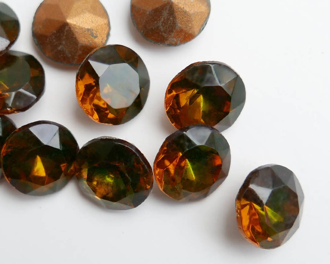Vintage Two-tone Glass Doublets, Faceted Round Stones (14.2-14.5 Mm ...