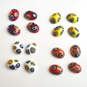 Vintage Millefiori Glass Cabochons - 1960s German Mosaic Stones (2 sizes) - C68