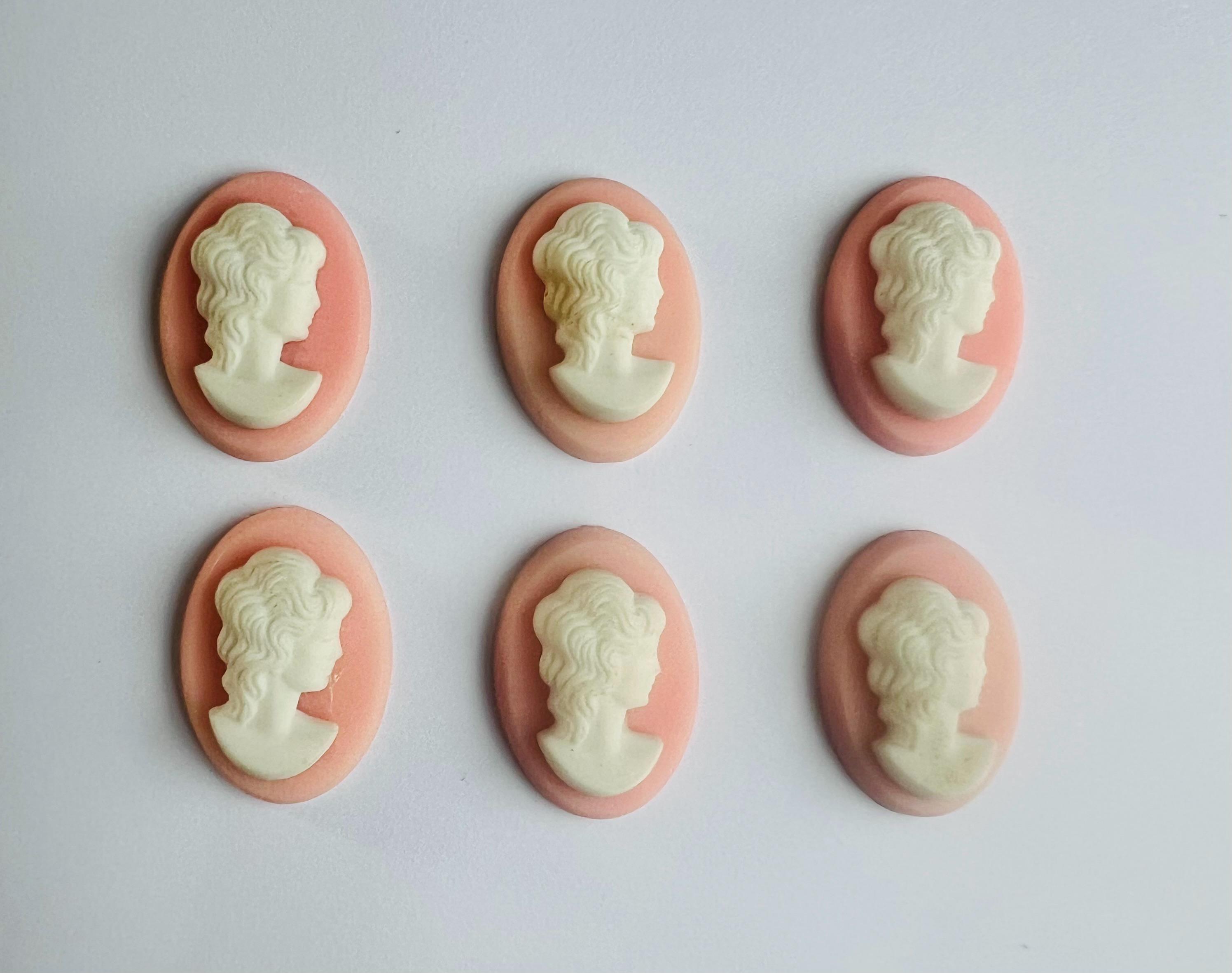 Vintage German Cameos - Classic Female Profile - 7 COLORS