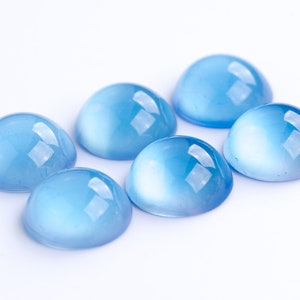 Vintage Czech Blue Moonstone Glass Cabochons (Set of 4, 18mm)- B34.N023