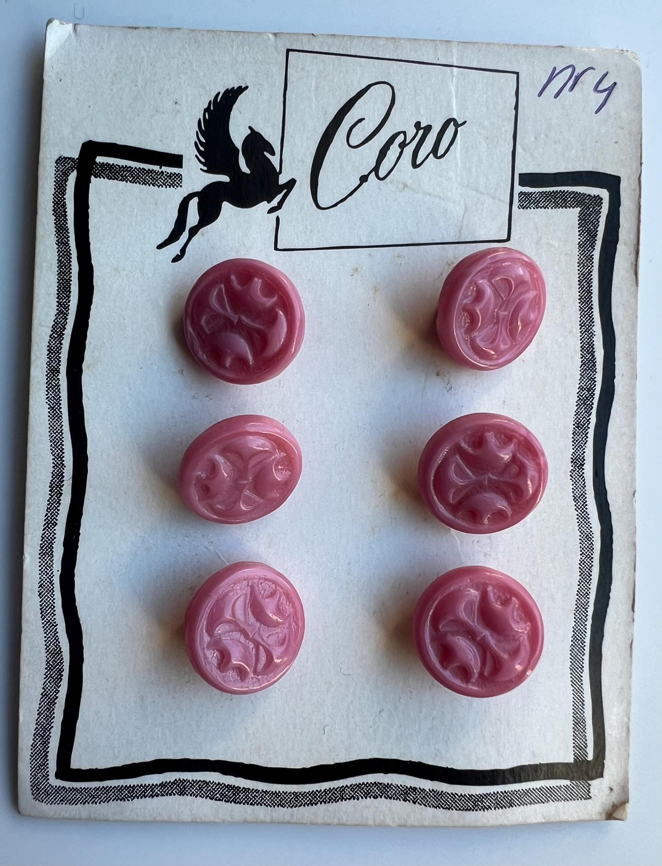 Vintage Czech Glass Buttons – Pink/purple Antique Floral, (various