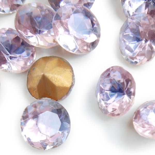 2 Vintage Rose/Sapphire two-tone doublets, facetted TTC glass, foiled pointed back - 60ss (14.2 - 14.5mm) - round - C39.5