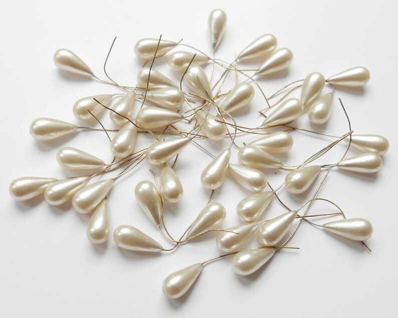 4 Vintage 1950s Czech Handdipped Pearls Teardrop 20x9 Mm Etsy