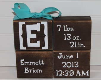 Personalized baby birth announcement blocks, birth blocks