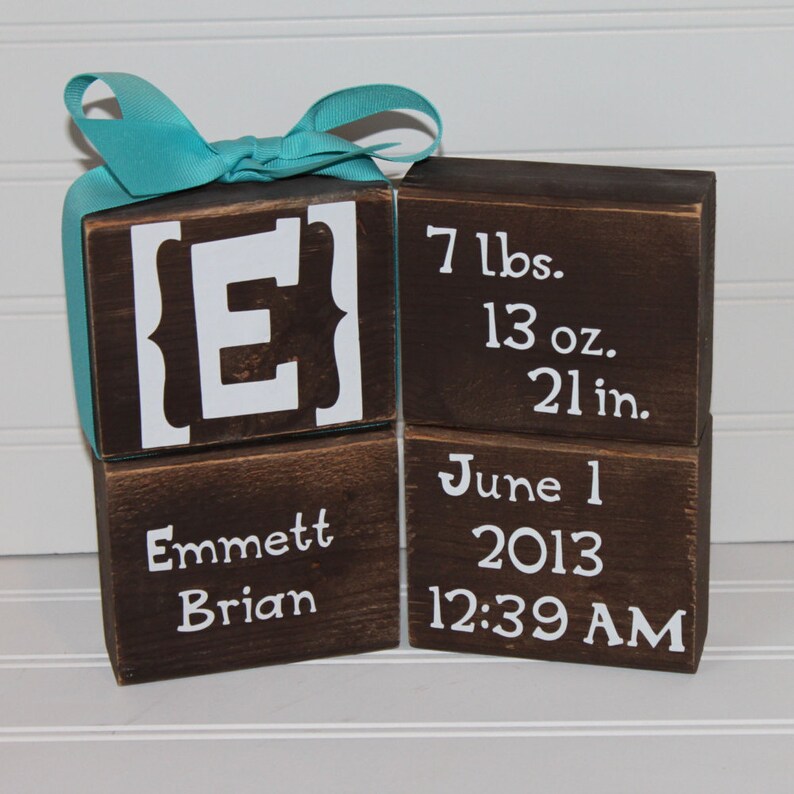 Personalized Baby Birth Announcement Blocks Birth Blocks Etsy