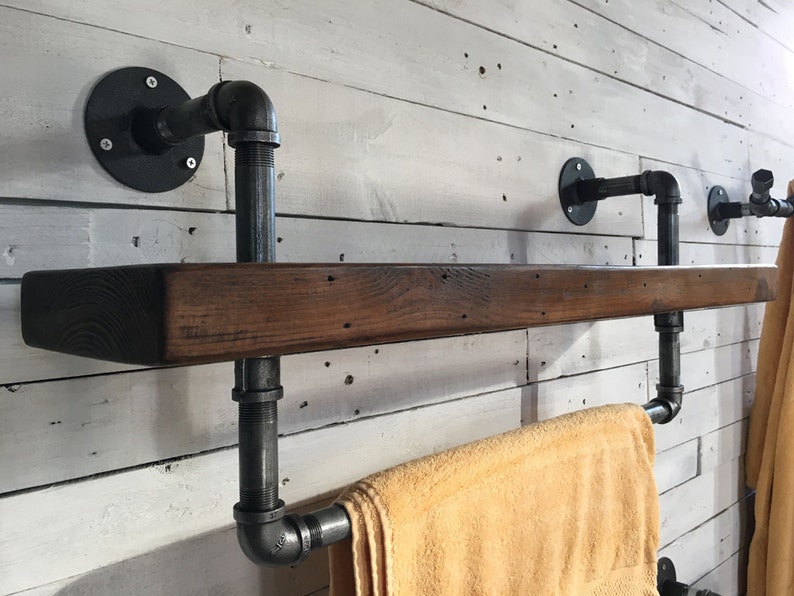 Industrial Style Bathroom Shelf With Towel Rail Etsy UK