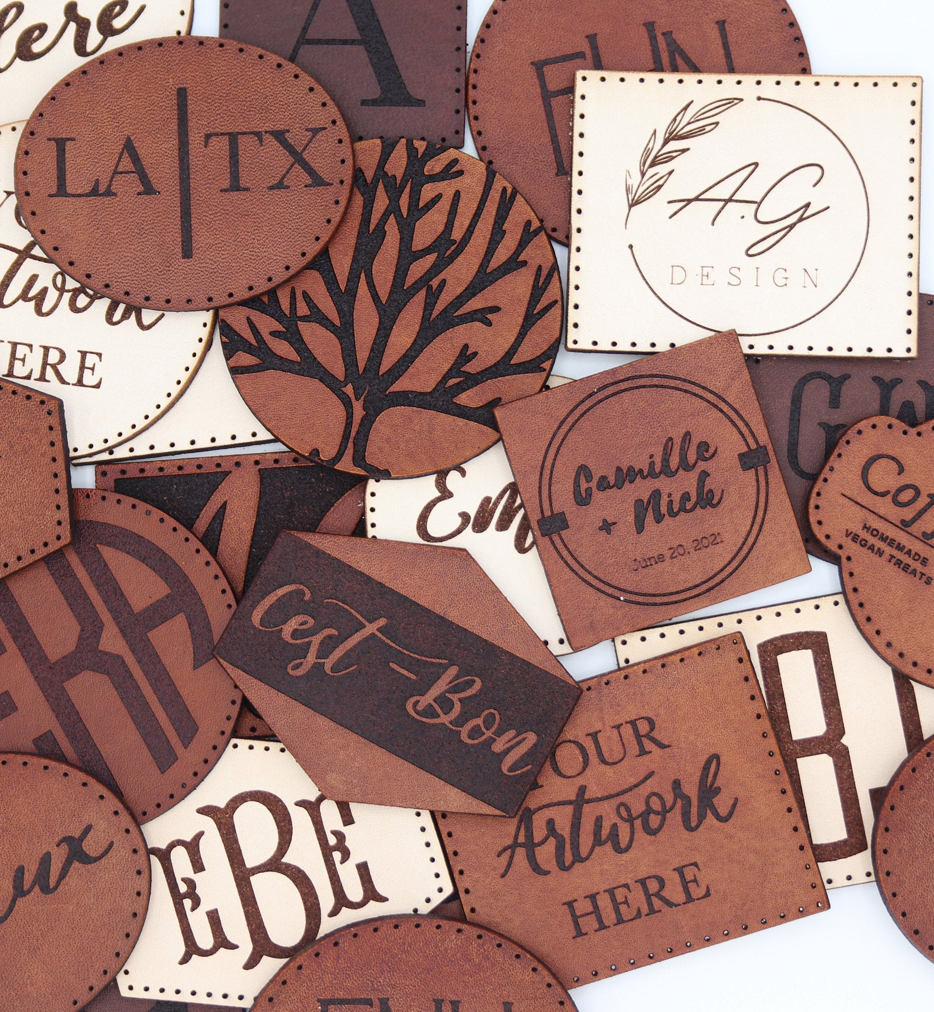 Oval Leather Patch Monogram Leather Patch Backpack Leather Patch