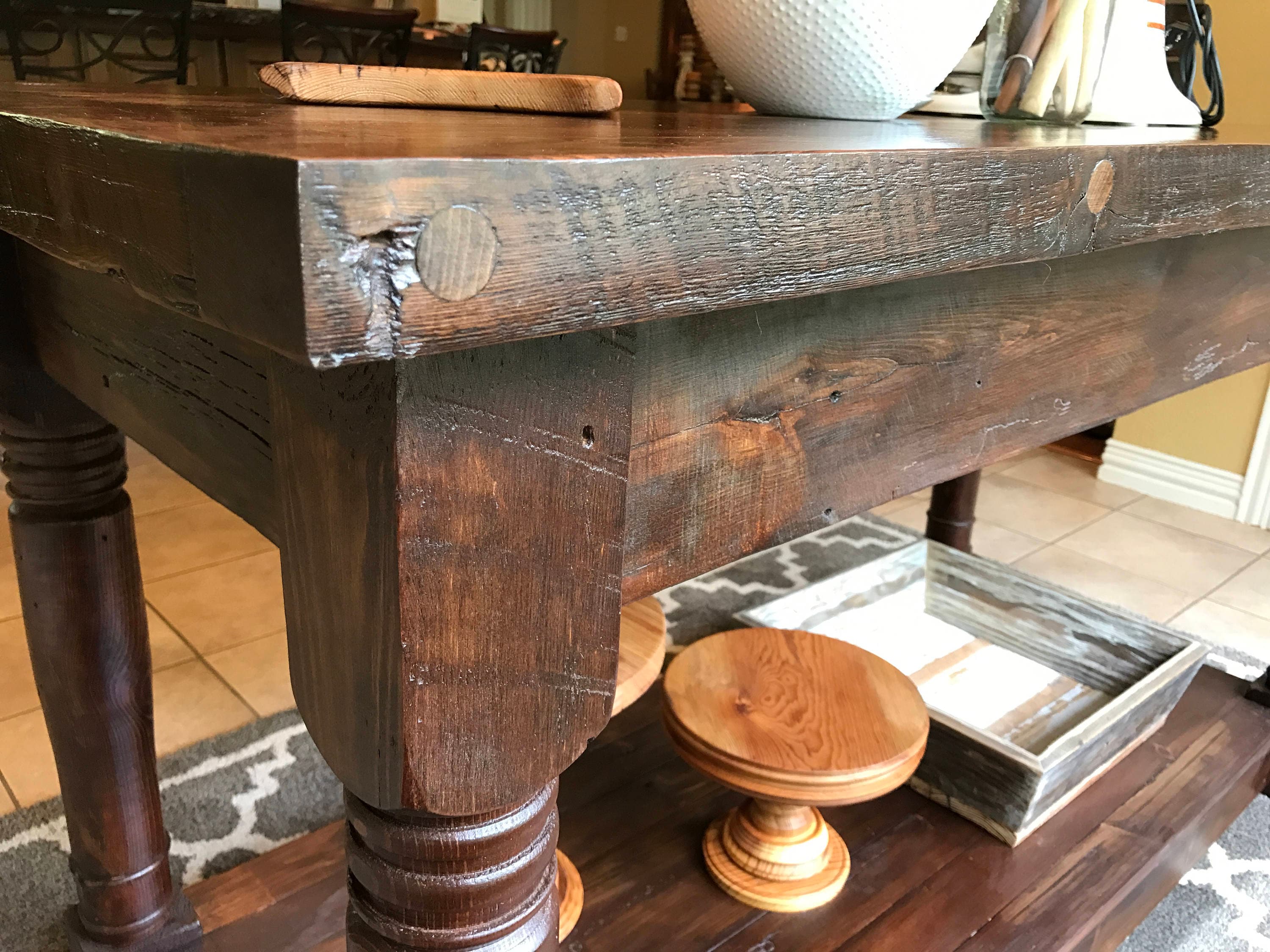 Counter Height Kitchen Island Custom turned Long Leaf Pine Legs 2