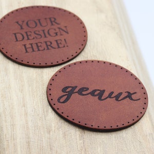 Oval Leather Patch | Monogram Leather Patch | Backpack Leather Patch | Custom Design Leather Patch