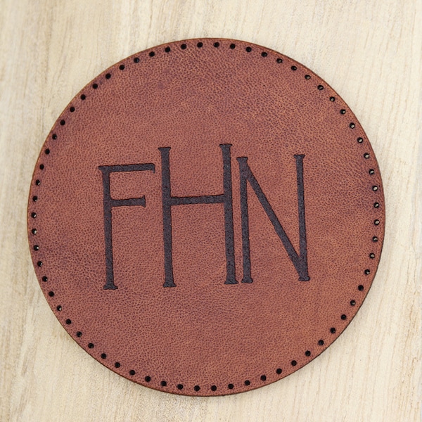 Circle Leather Patch | Monogram Leather Patch | Backpack Leather Patch | Custom Design Leather Patch