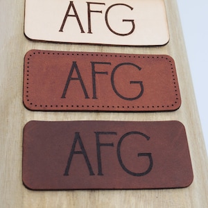4&quot; x 1.75&quot; Rectangle Leather Patch | Monogram Leather Patch | Backpack Leather Patch | Custom Design Leather Patch
