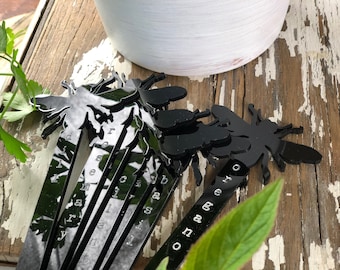 Herb Stakes | Black Acrylic Herb Stakes | Garden Herb Markers | Set of 10