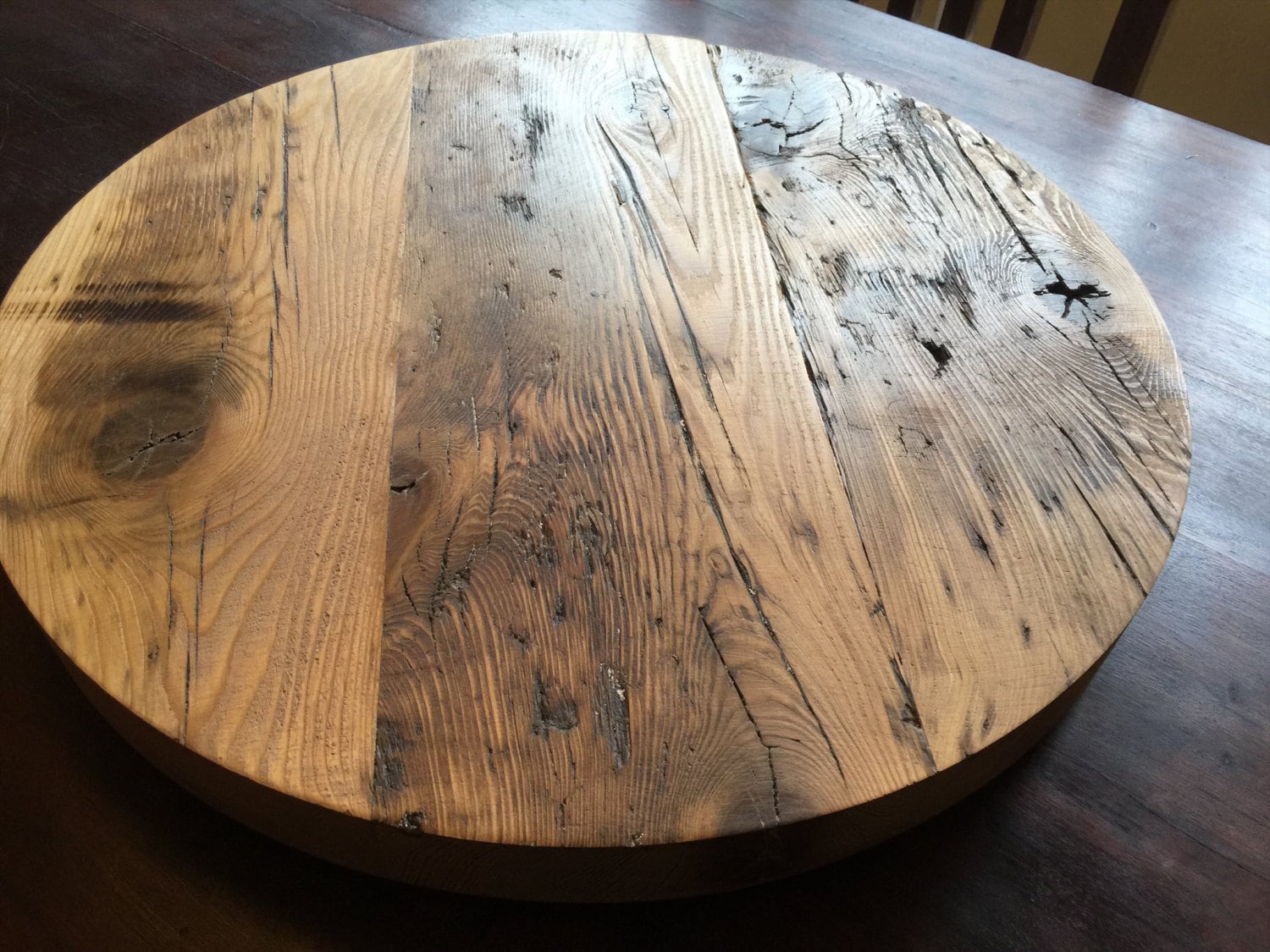 2 Thick Barn Wood Lazy Susan Large 21 Lazy Susan Reclaimed Wood
