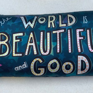 The World Is Beautiful & Good silk, flax, and lavender eye pillow image 1