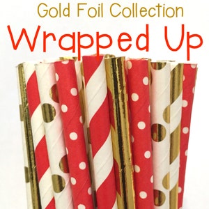 Christmas Paper Straws Christmas straws Red, Green and Gold straws Cake Pop Sticks Drinking Straws image 9