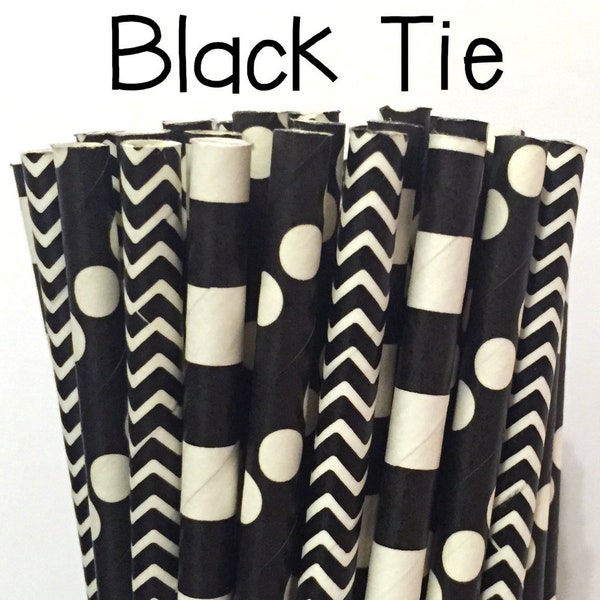 Black Paper Straws - Black and White Straws - Black Cake Pop Sticks - Drinking Straws