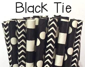 Black Paper Straws - Black and White Straws - Black Cake Pop Sticks - Drinking Straws