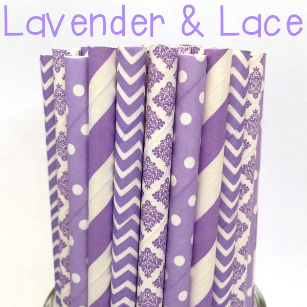 Lavender Paper Straws -Lavender Straws - Lavender Cake Pop Sticks - Drinking Straws