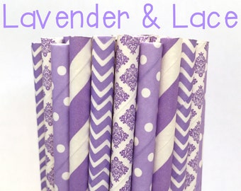 Lavender Paper Straws -Lavender Straws - Lavender Cake Pop Sticks - Drinking Straws