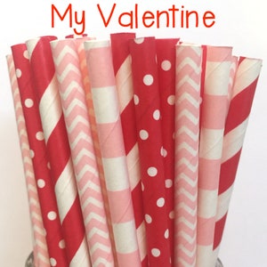 Valentine&#39;s Day - Pink and Red Paper Straws - Red/Pink straws - Cake Pop Sticks - Drinking Straws