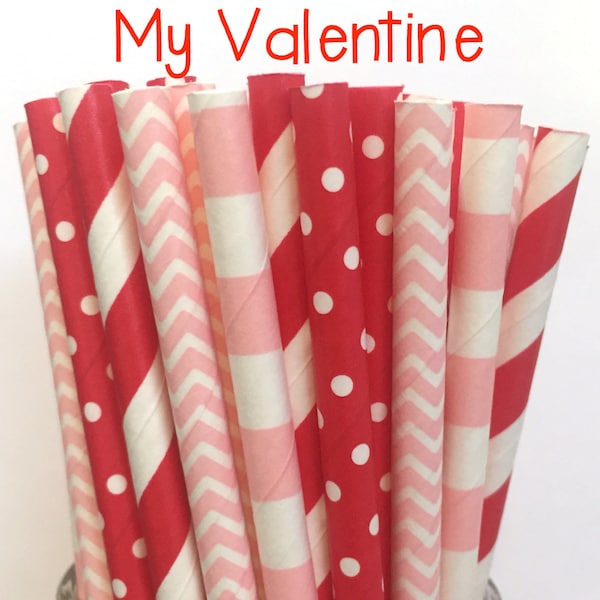 Valentine's Day - Pink and Red Paper Straws - Red/Pink straws - Cake Pop Sticks - Drinking Straws