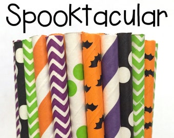 Halloween Paper Straws- Halloween Straws - Cake Pop Sticks - Drinking Straws - Orange and Black