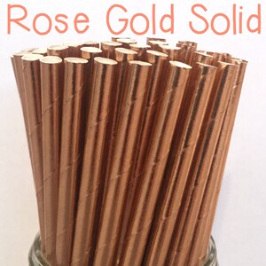 Rose Gold Foil Paper Straws - Rose Gold Straws - Rose Gold Cake Pop Sticks - Drinking Straws