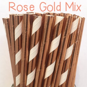 Rose Gold Foil Paper Straws - Rose Gold Straws - Rose Gold Cake Pop Sticks - Drinking Straws