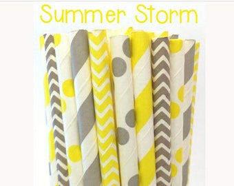 Yellow and Gray Paper straws - Cake Pop Sticks - Drinking Straws