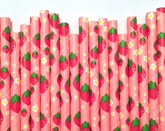 Strawberry straws - Strawberry paper straws - Cake Pop Sticks - Drinking Straws