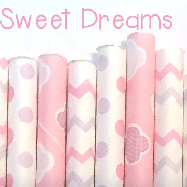 Pink Cloud Paper Straws - Pink straws - Cake pop sticks - Drinking Straws