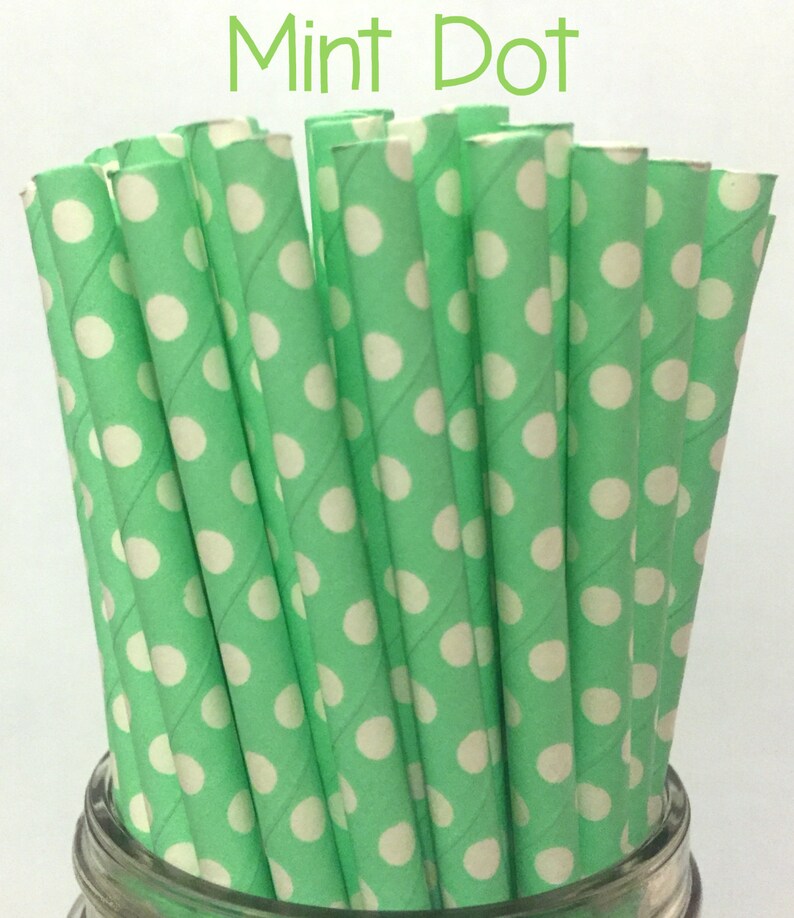 3.00 US Shipping -Mint Paper Straws Gold Cake Pop Sticks Mint Straws Drinking Straws