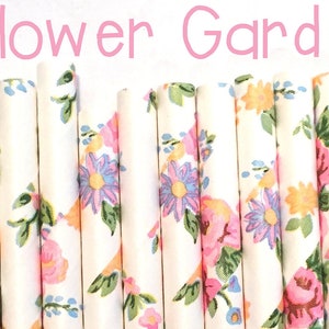 Floral Paper Straws -   Flower Straws - Cake Pop Sticks - Drinking Straws