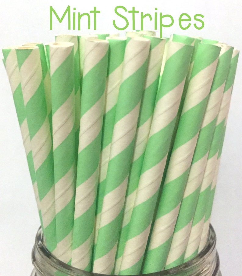 3.00 US Shipping -Mint Paper Straws Gold Cake Pop Sticks Mint Straws Drinking Straws