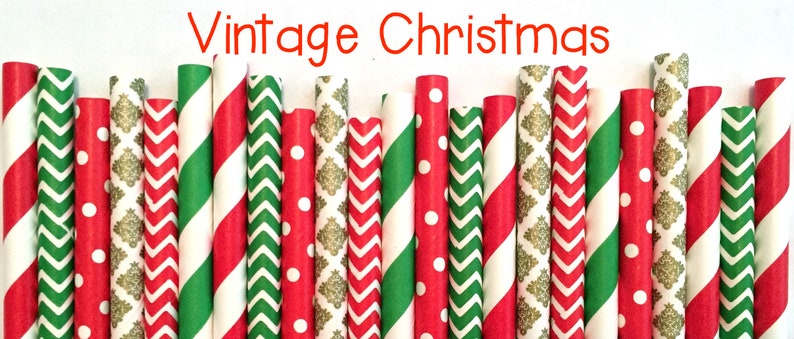 Christmas Paper Straws Christmas straws Red, Green and Gold straws Cake Pop Sticks Drinking Straws image 1