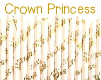 Princess Foil Paper Straws - Princess Foil Straws - Cake Pop Sticks - Drinking Straws -Blus