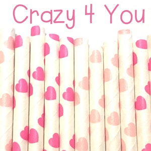 Valentine&#39;s Day - Pink Paper Straws - Pink straws - Cake Pop Sticks - Drinking Straws
