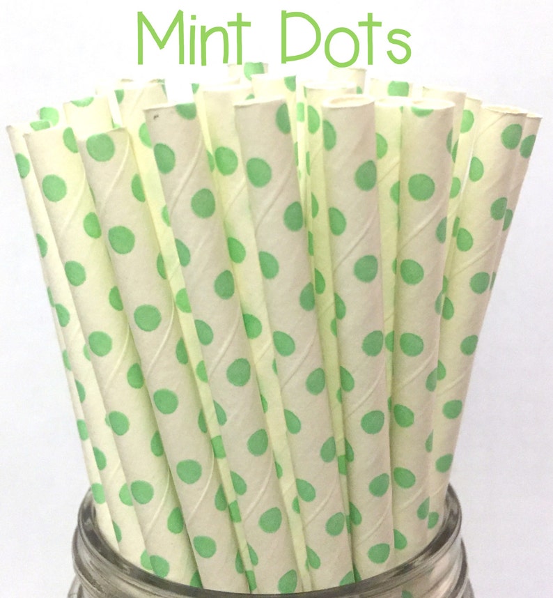 3.00 US Shipping -Mint Paper Straws Gold Cake Pop Sticks Mint Straws Drinking Straws