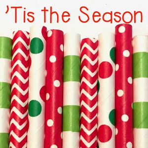 Christmas Paper Straws Christmas straws Red, Green and Gold straws Cake Pop Sticks Drinking Straws image 5